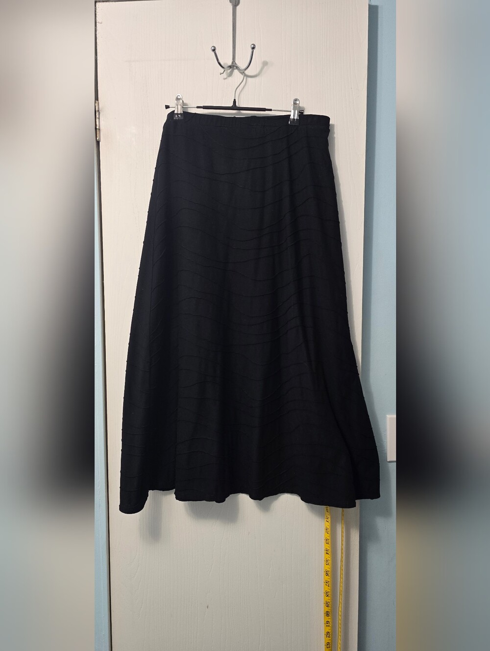 Christopher & Banks Black Textured Long Maxi Skirt Size Large